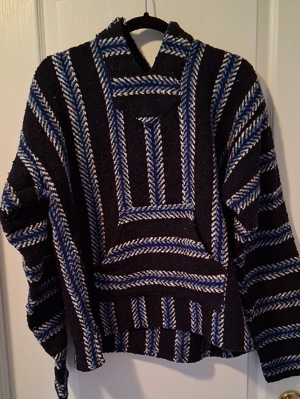 Men's Black & Blue Striped Baja Crewneck Sweater